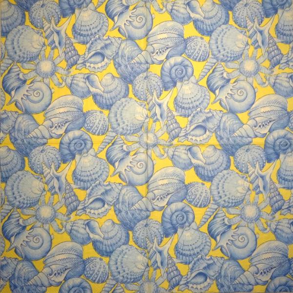 094 Muscheln - 3-lagig (blau) - Home Fashion